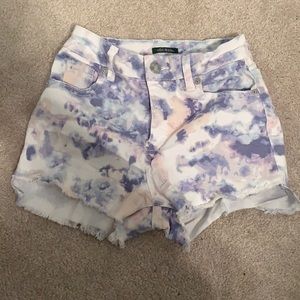Blue/red/white tie dye shorts